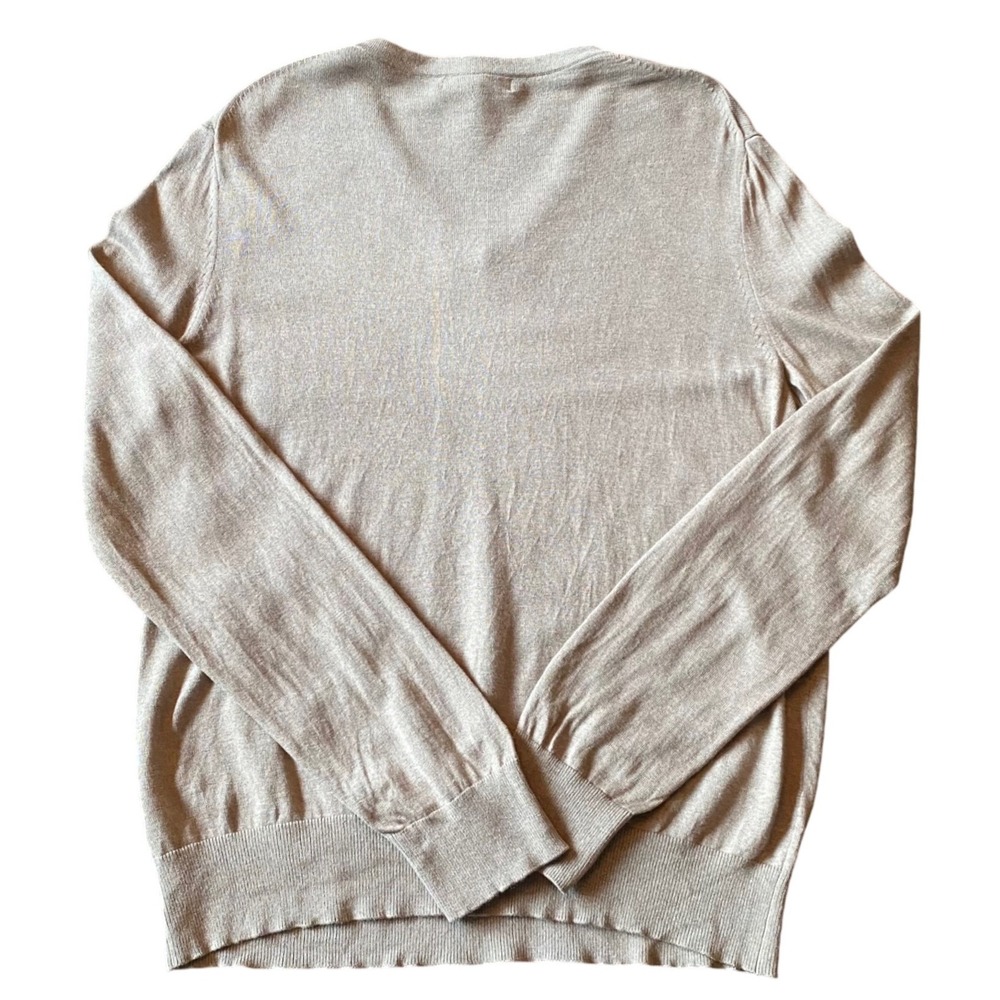 BANANA‎ REPUBLIC Luxury Blend Silk Cashmere V Neck Sweater SZ L Beige Tan Casual - Picture 4 of 6